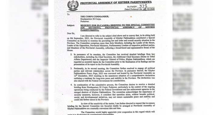 Claim, Fact Check, KP Assembly Letter to Corps Commander, Fake News, PTI & TTP