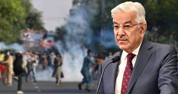 Government, PTI's Long March, Defence Minister Khawaja Asif, PTI's Long March and Unrest, May 9 Riots